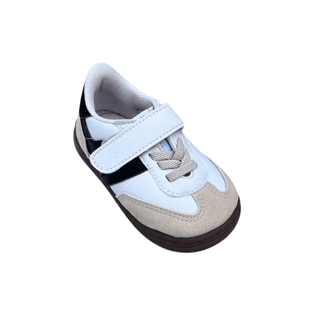 Zapatilla blanca de piel y ante Zapyflex blanca y negra